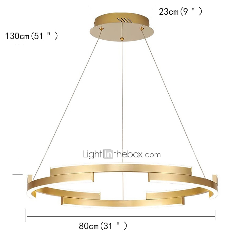 80 cm cercle pendentif lumière or lustre de luxe en aluminium anodisé LED moderne de 2026 ? $499.99 –P4