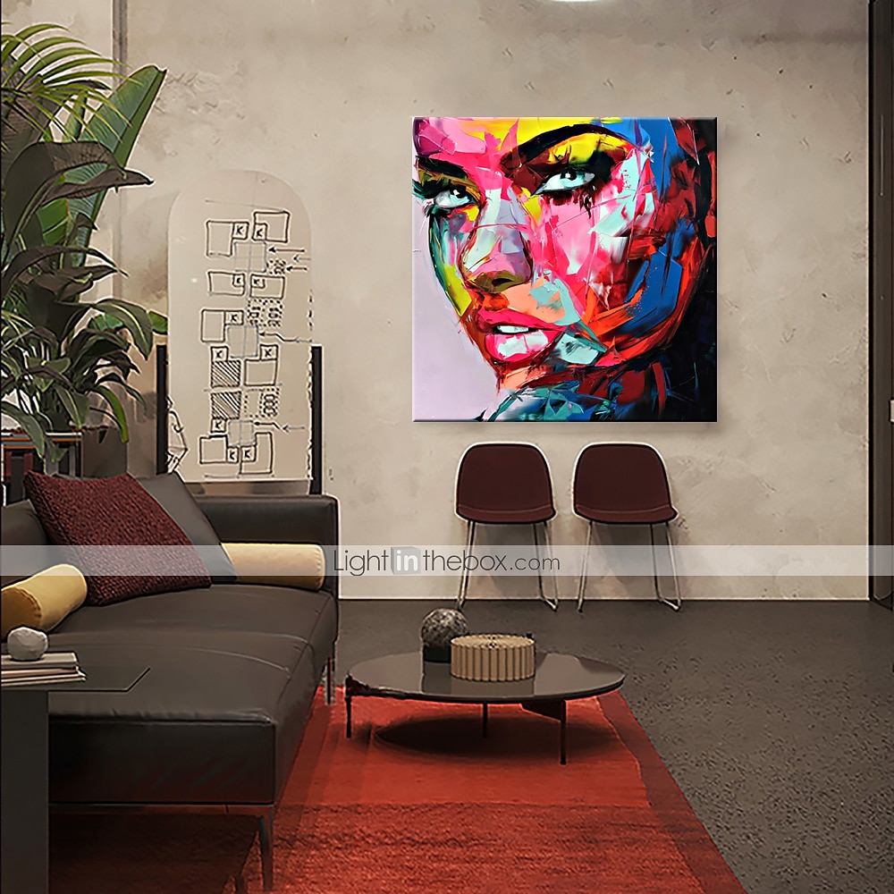 pittura a olio 100% fatto a mano dipinto a mano arte della parete su tela bellezza donne viso colorato ritratto astratto moderno decorazione della casa arredamento tela arrotolata senza cornice non del 2025 a $86.99 –P7