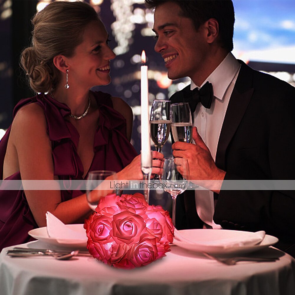 ghirlanda di fiori artificiali rosa lucine bouquet di luci per corde per la decorazione di san valentino di nozze 1m 10 leds del 2025 a $7.99 –P8