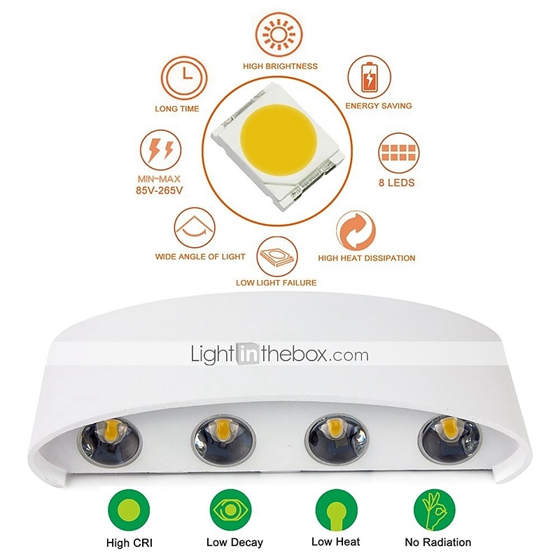 outdoor wandlampen 8w led aluminium wandlamp blaker indoor up down ip65 waterdicht wit zwart modern voor patio slaapkamer gangpad Pathway badkamer licht 2026 - $17.99 –P5