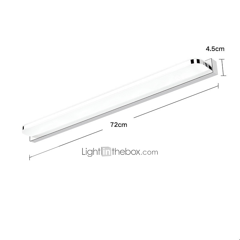 lampada frontale a specchio con luce di cortesia a led faro a specchio in acciaio inossidabile 28,3 pollici 16w lampada da trucco a led per bagno in acrilico semplice a prova di umidità del 2025 a $70.99 –P3
