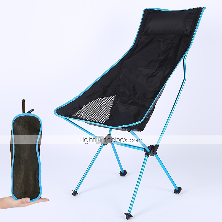 Folding Chair Beach Chair Camping Chair Fishing Chair High Back with  Headrest Ultra Light (UL) Foldable Breathable Compact Mesh 7075 Aluminium  Alloy for 1 person Fishing Blue Red Orange Dark Blue 2024 - $49.99