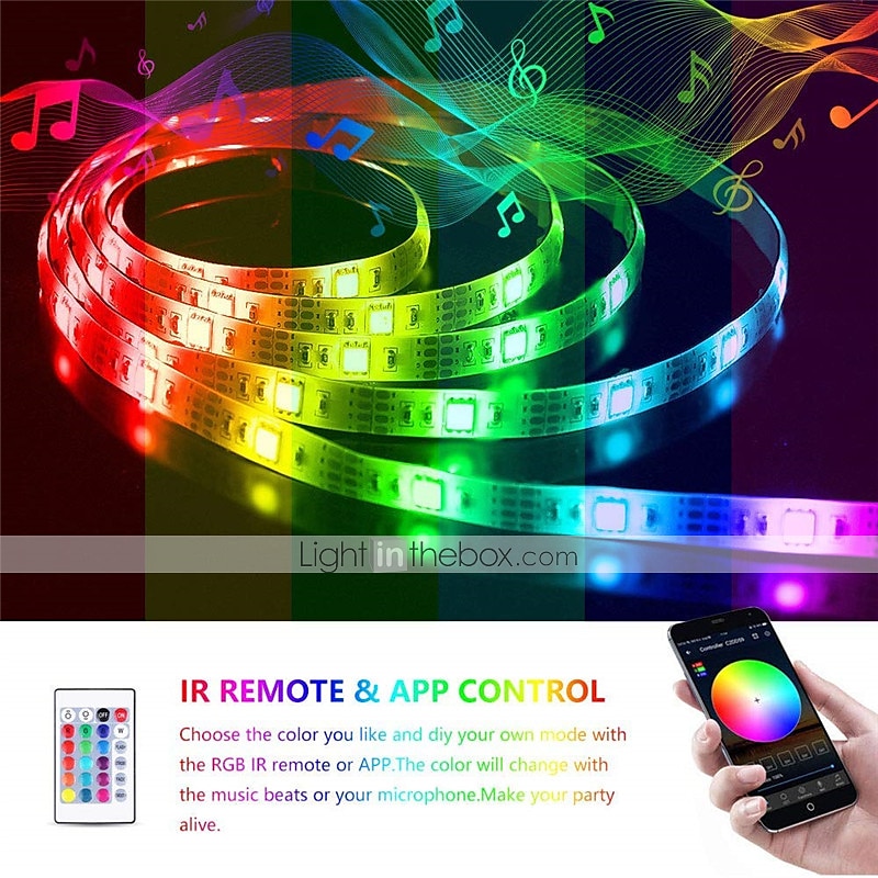 32.8Ft 10M Smart WiFi LED Light Strip RGB Tiktok Light Waterproof 5050 300LEDs Work with Alexa Google With 24 Keys Remote Control 2025 - $55.99 –P12