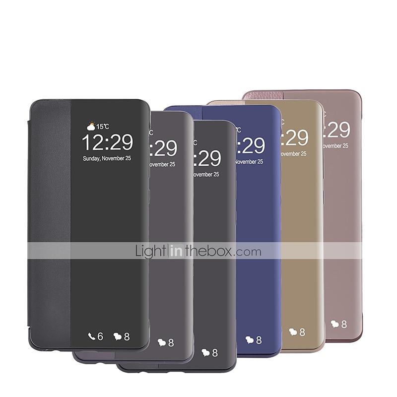 טלפון מגן עבור Huawei Mate 40 Pro + P10 Huawei Mate 20 pro Hwawei P40 P30 P20 Pro Lite כיסוי עם מכסה עם חלון שקיפות מגן גוף מלא אחיד עור PU 2025 - $15.99 –P5