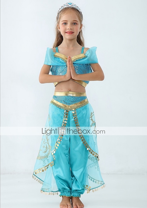 Princezna jasmín Kostým Dívčí Pohádkový motiv Výkon Cosplay kostýmy Tématický večírek Flitry Polyester / Vrchní deska / Kalhoty 2025 - $30.99 –P2