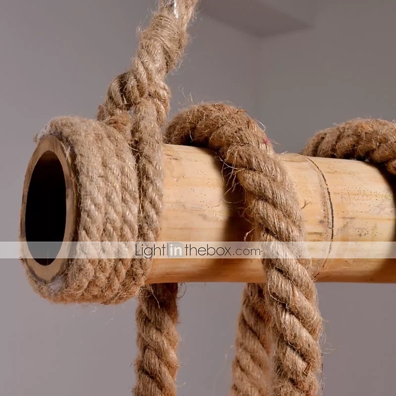 6 luces de 80 cm colgante de luz led diseño de grupo madera / bambú cadena de comedor campestre / cable ajustable 110-120v 220-240v 2026 - $160.99 –P9