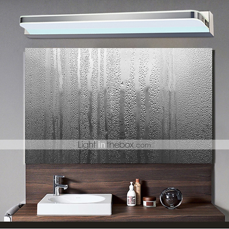 lampada frontale a specchio con luce di cortesia a led faro a specchio in acciaio inossidabile 28,3 pollici 16w lampada da trucco a led per bagno in acrilico semplice a prova di umidità del 2025 a $70.99 –P11