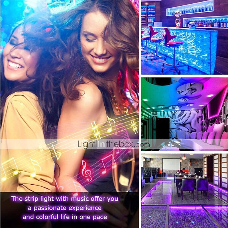 Смарт-светодиодная лента 10 м 32,8 фута rgb smd 2835 600leds работает с подсветкой alexa google tv с пультом дистанционного управления с 24 клавишами 2025 - $40.99 –P10