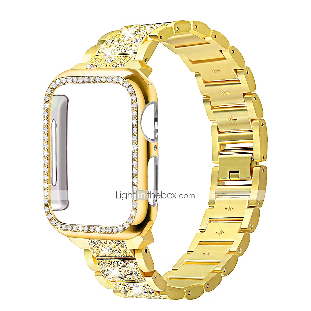 Cinturino per orologio  per Apple Watch 38mm 40mm 41mm 42mm 44mm 45mm 49mm iwatch Series Ultra 8 7 6 SE 5 4 3 2 1 Acciaio inossidabile Con diamantini Sostituzione Cinghia con caso Diamante Bling del 2025 a $22.99 –P2