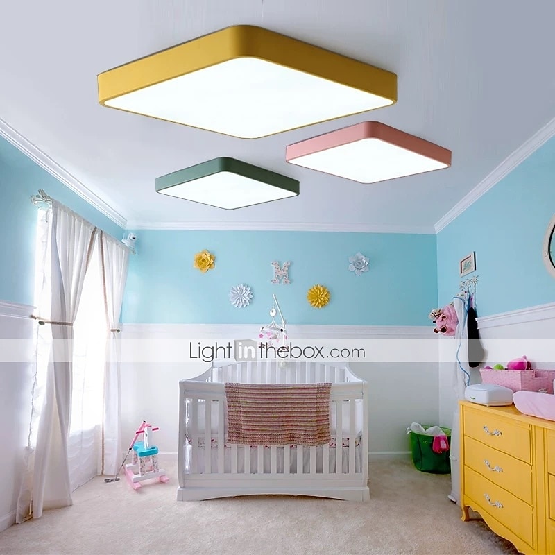 2026年 40cmのモダンな北欧LEDシーリングライトスクエアデザインフラッシュマウントライトメタル220-240v  コレクション – $119.99 –P7