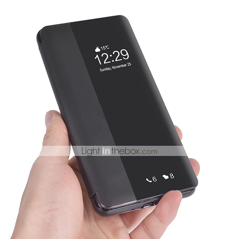 טלפון מגן עבור Huawei Mate 40 Pro + P10 Huawei Mate 20 pro Hwawei P40 P30 P20 Pro Lite כיסוי עם מכסה עם חלון שקיפות מגן גוף מלא אחיד עור PU 2025 - $15.99 –P1
