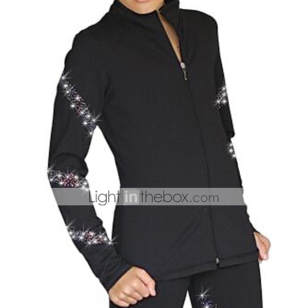 Figure Skating Fleece Jacket Women's Girls' Ice Skating Jacket Outfits Top Black Spandex High Elasticity Training Competition Skating Wear Handmade Crystal / Rhinestone Long Sleeve Ice Skating Figure 2025 - $49.99 –P1