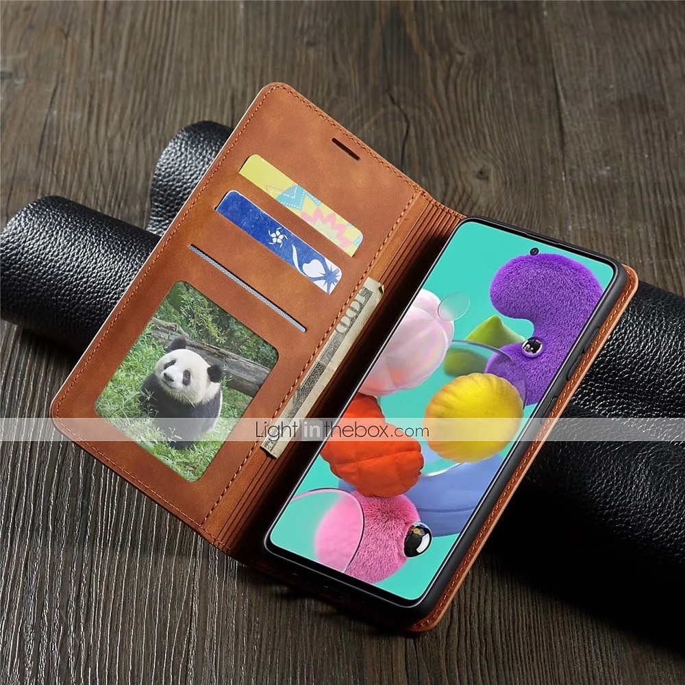 Phone Case For Samsung Galaxy S24 S20 Plus S20 Ultra S20 S25 Ultra Full Body Case Leather Flip Flip Card Holder Magnetic Solid Colored PU Leather 2025 - $18.99 –P15