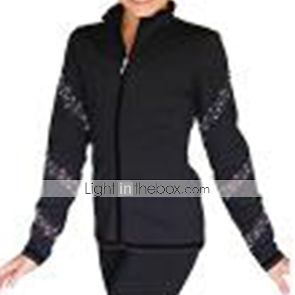 Figure Skating Fleece Jacket Women's Girls' Ice Skating Jacket Outfits Top Black Spandex High Elasticity Training Competition Skating Wear Handmade Crystal / Rhinestone Long Sleeve Ice Skating Figure 2025 - $49.99 –P2