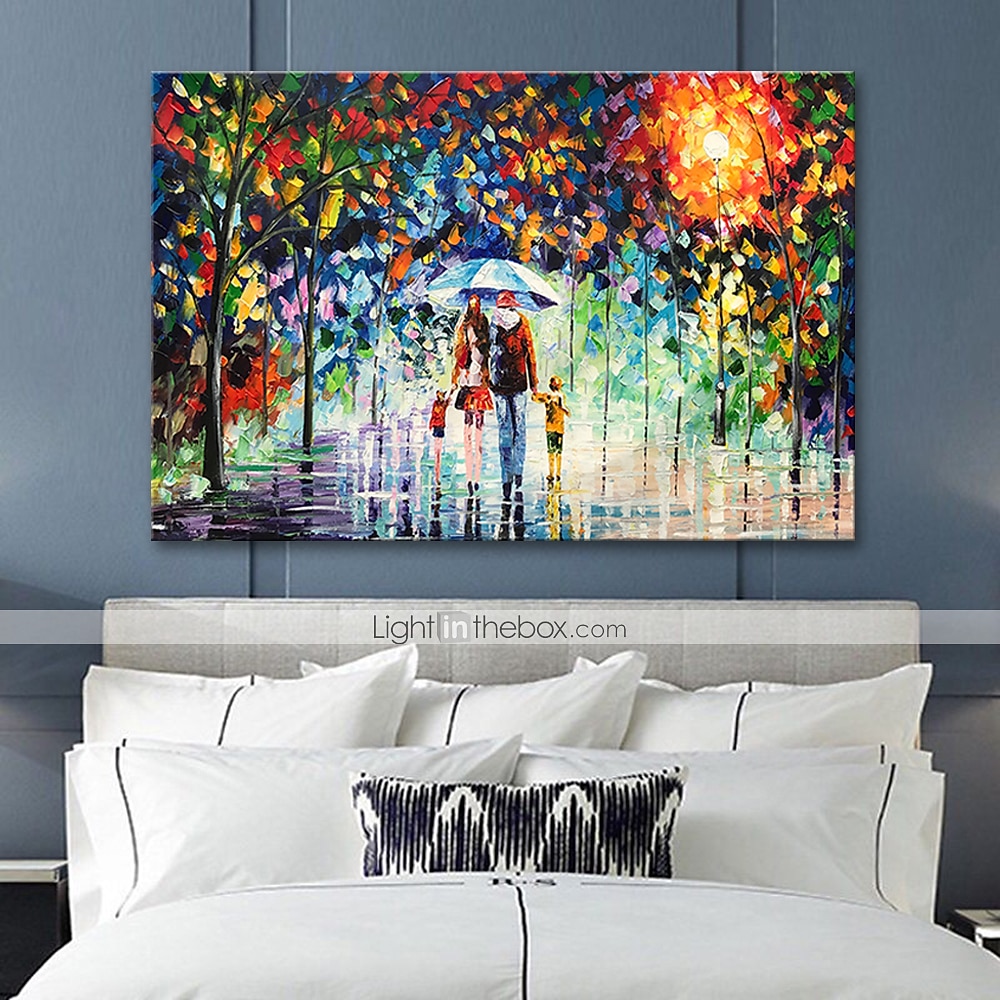 Oil Painting 100% Handmade Hand Painted Wall Art On Canvas A Family Of Four Holds An Umbrella Abstract Landscape Vintage Traditional Home Decoration Decor Rolled Canvas No Frame Unstretched 2025 - $75.99 –P7