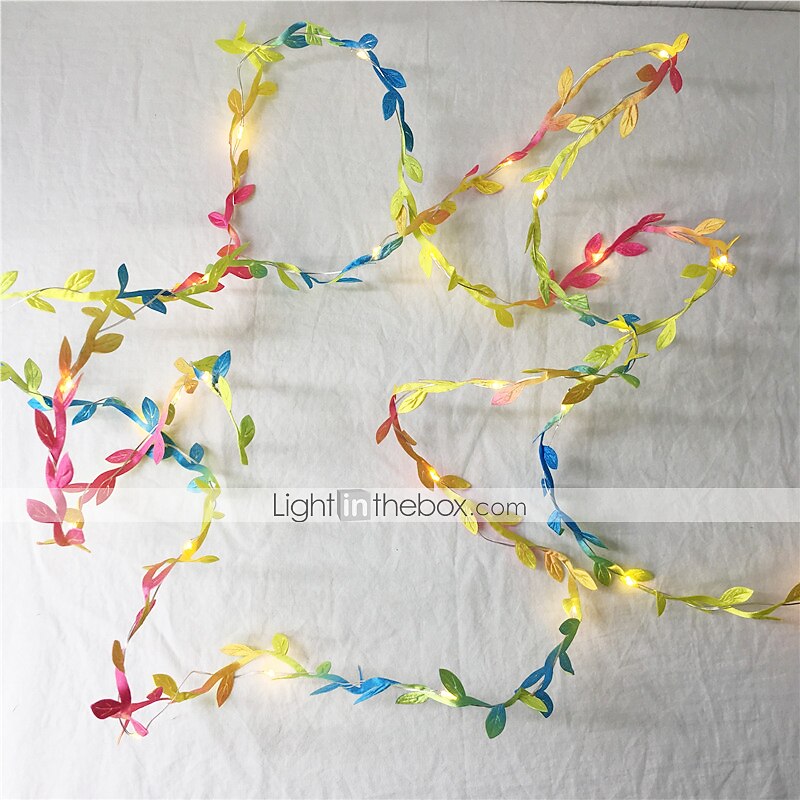 קבלת פנים אלגנטית למסיבת חתונה 2m 20led עלים צבעוניים זעירים זר פיות אורות - aa מופעל על סוללה נורות חוטי נחושת לד לשולחן, עיצוב מסיבה בבית, לבן חם 2025 - $9.99 –P2