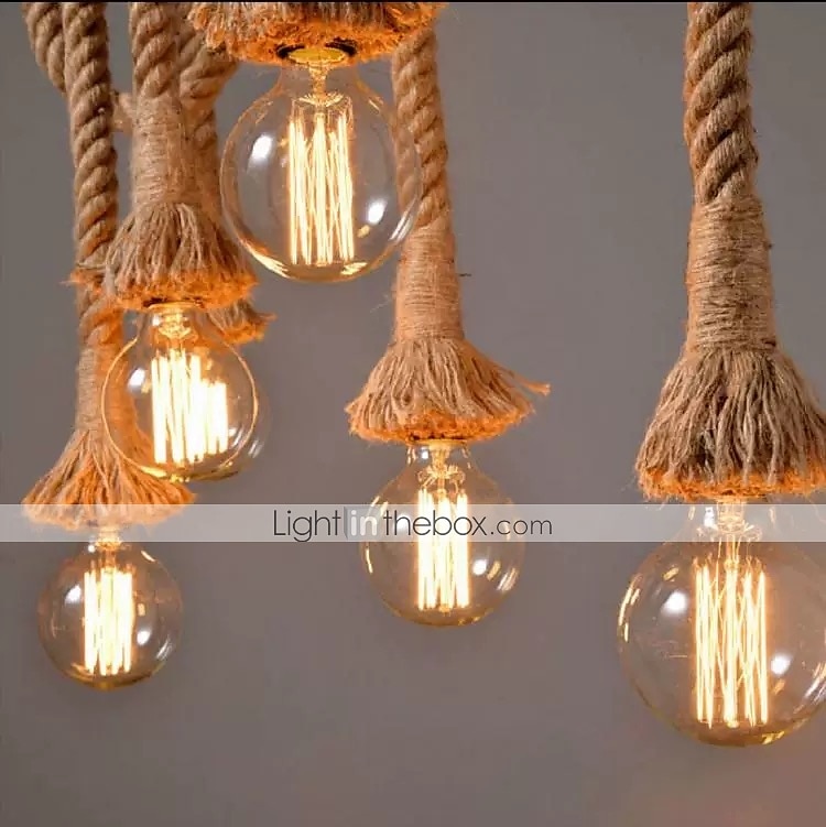 6 luces de 80 cm colgante de luz led diseño de grupo madera / bambú cadena de comedor campestre / cable ajustable 110-120v 220-240v 2026 - $160.99 –P7