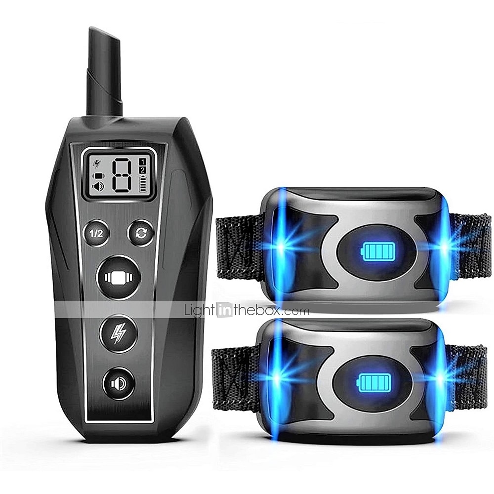 2025年 ipx7防水充電式リモートペット犬トレーニングカラーLED 3モードビープ振動ショックペット行動トレーニング2匹の犬  コレクション – $95.99 –P1