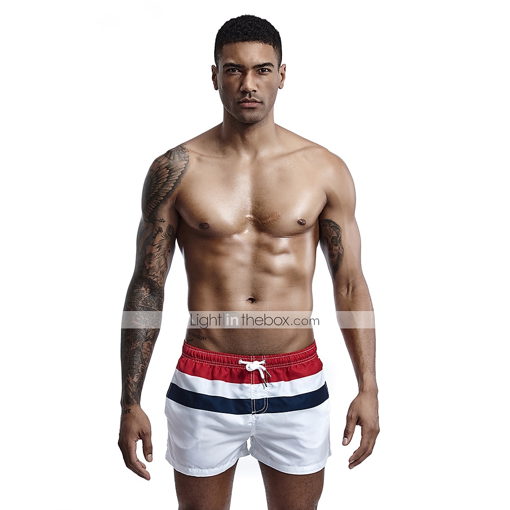 SEOBEAN® Men's Swim Trunks Swim Shorts Quick Dry Board Shorts Bathing Suit with Pockets Drawstring Swimming Surfing Beach Water Sports Stripes Spring Summer / Micro-elastic 2025 - $18.99 –P1