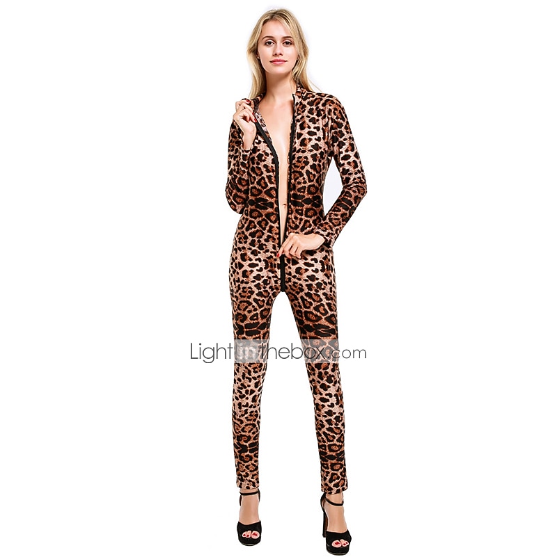 Zentai Suits Cosplay Costume Catsuit Motorcycle Girl Carnival Costume Full Body Suit Women's Leopard Sexy Costume Halloween Leopard Print Costume for Carnival Masquerade Adults' 2026 - $32.99 –P3