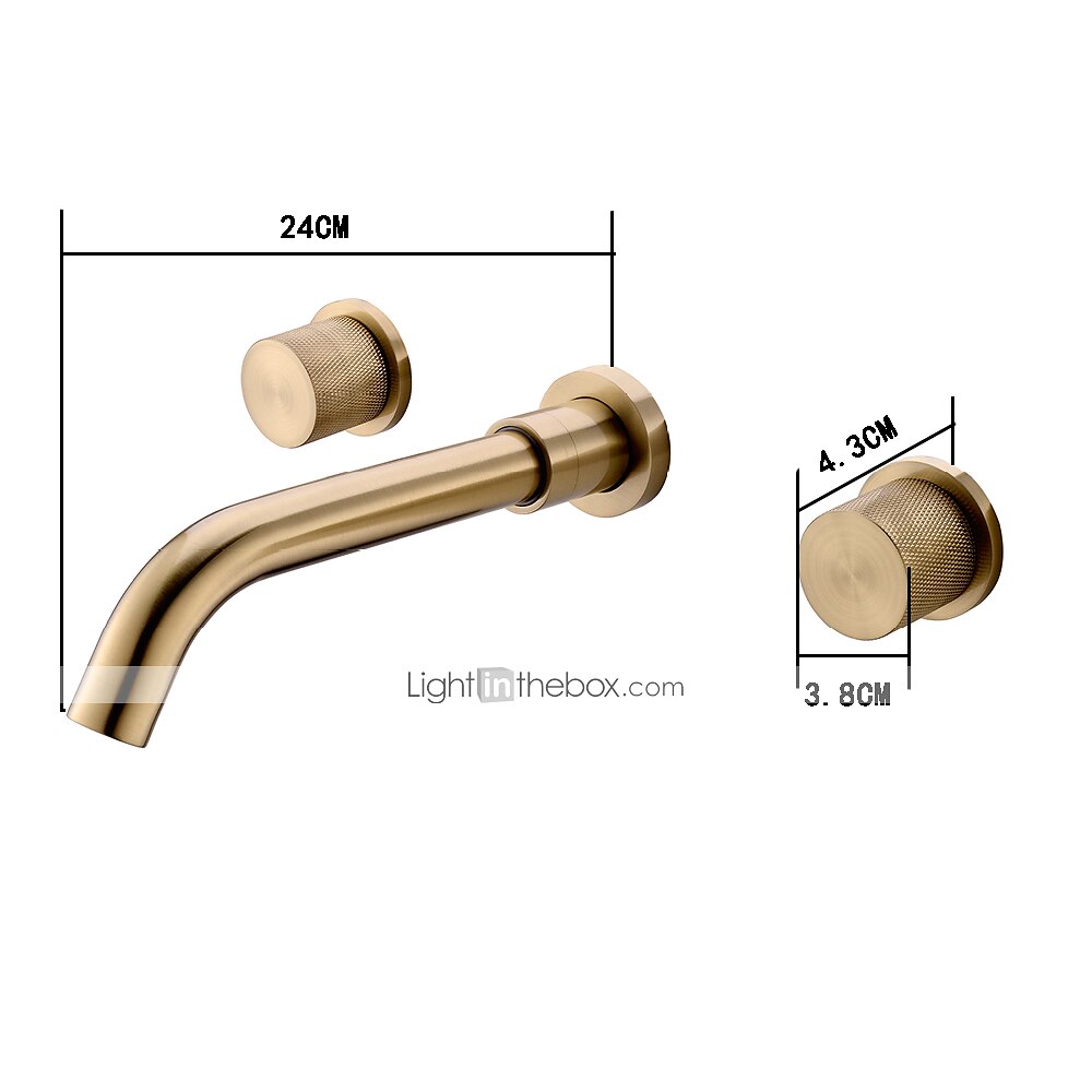 Bathroom Sink Faucet,Wall Mounted Brass Luxury Brushed Gold Finish Widespread Washroom Faucet Two Handles Three Holes Basin Sink Mixer Tap with Hot and Cold Switch 2025 - $194.99 –P1