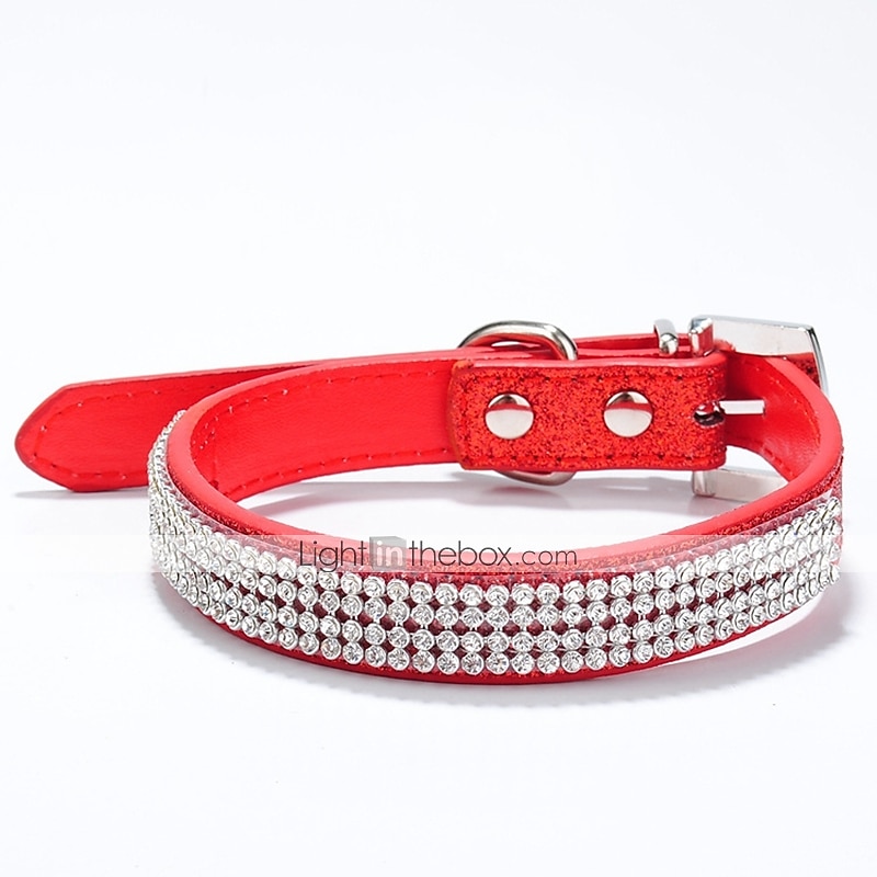 collare per cani regolabile / retrattile con strass in pelle pu viola rosso blu rosa nero per cane da ragazza del 2025 a $16.99 –P4