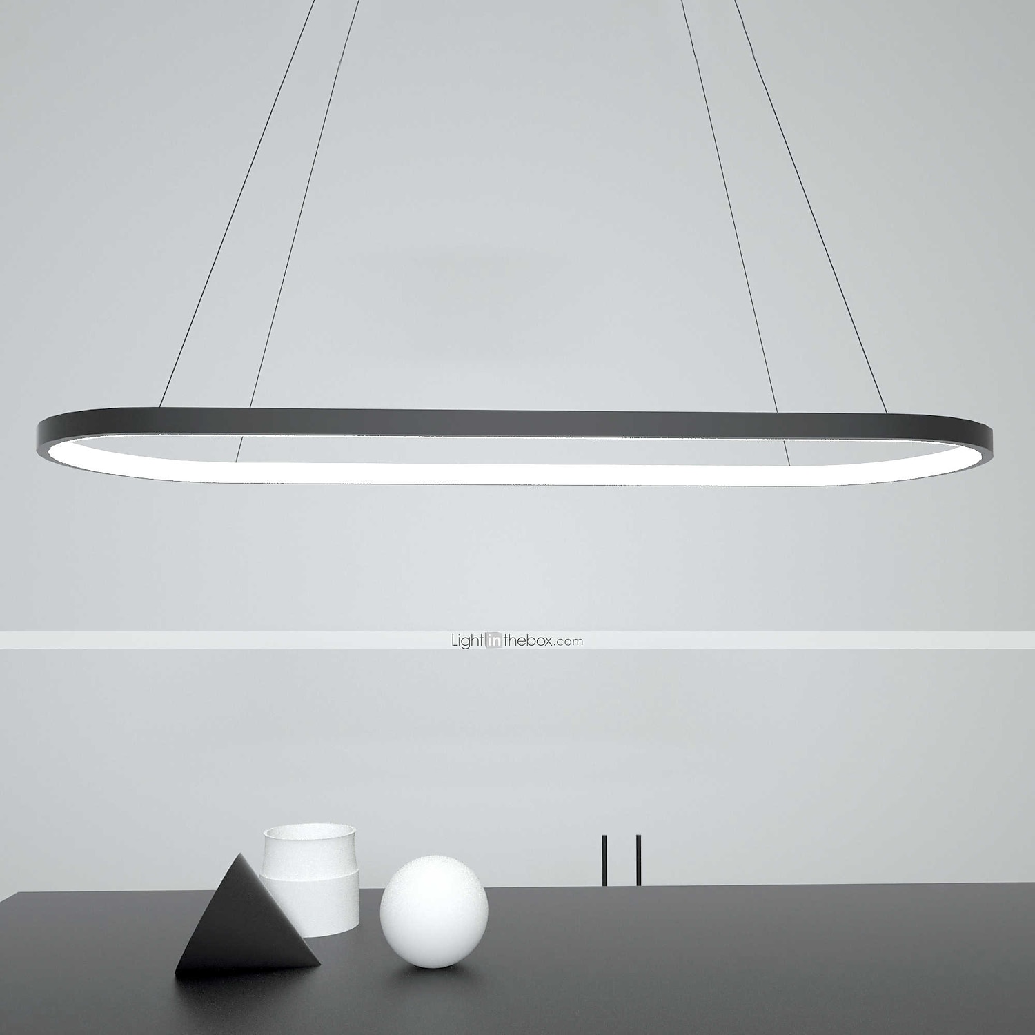 Lampada a sospensione a led 1 luce 70c/90m 40w design ovale rettangolo alluminio finiture verniciate nere lampada moderna per sala da pranzo ristorante bar 110-240v solo dimmerabile con telecomando del 2025 a $140.99 –P15