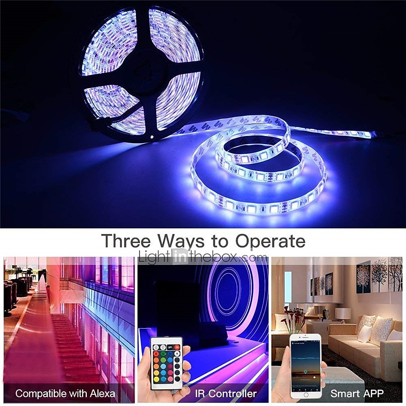 15M 3x5M WIFI Smart LED Light Strips Kit Waterproof RGB Tiktok Lights 450 LEDs 5050 Phone Controlled LED Strip KitTimer LED Tape LightWorks with Android iOS and Google Home 2025 - $63.99 –P14