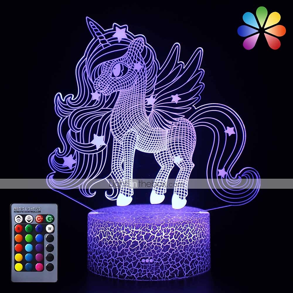 Unicorn 3D Night Light for Kids Illusion Lamp Kids 16 Colors Changing Lamp Smart Touch Remote Control Party Supplies as Birthday Xmas Gift Idea for Girls Boys 2025 - $18.99 –P7