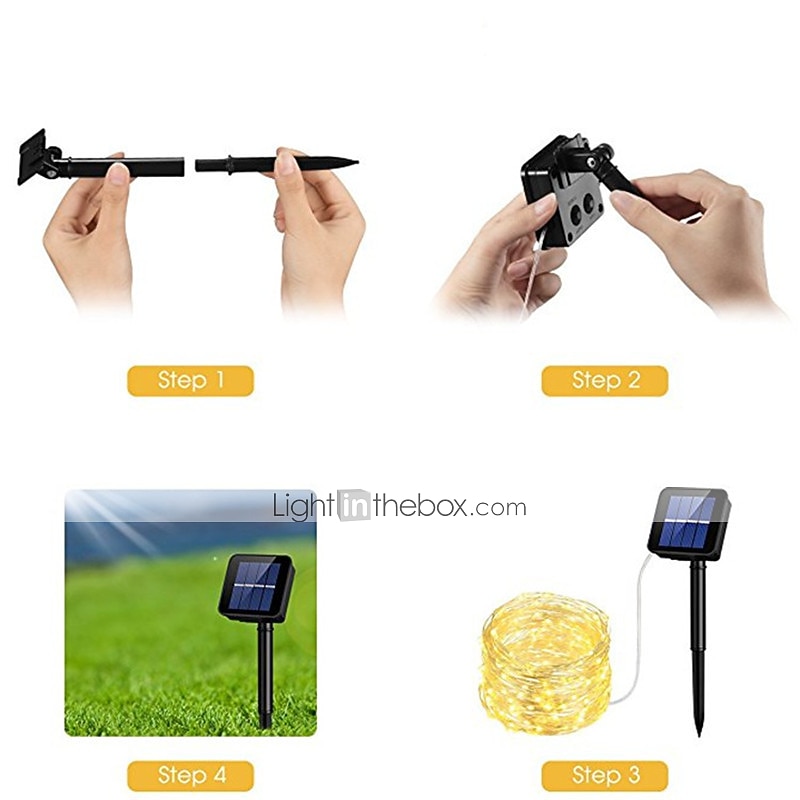 Наружные солнечные светодиодные гирлянды феерические огни для сада 10м 20м IP65 праздничные огни 100 светодиодов 200 светодиодов для новогоднего декора теплый белый свет светодиоды солнечного сада 2026 - $16.49 –P4