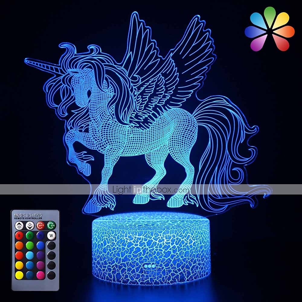 Unicorn 3D Night Light for Kids Illusion Lamp Kids 16 Colors Changing Lamp Smart Touch Remote Control Party Supplies as Birthday Xmas Gift Idea for Girls Boys 2025 - $18.99 –P8