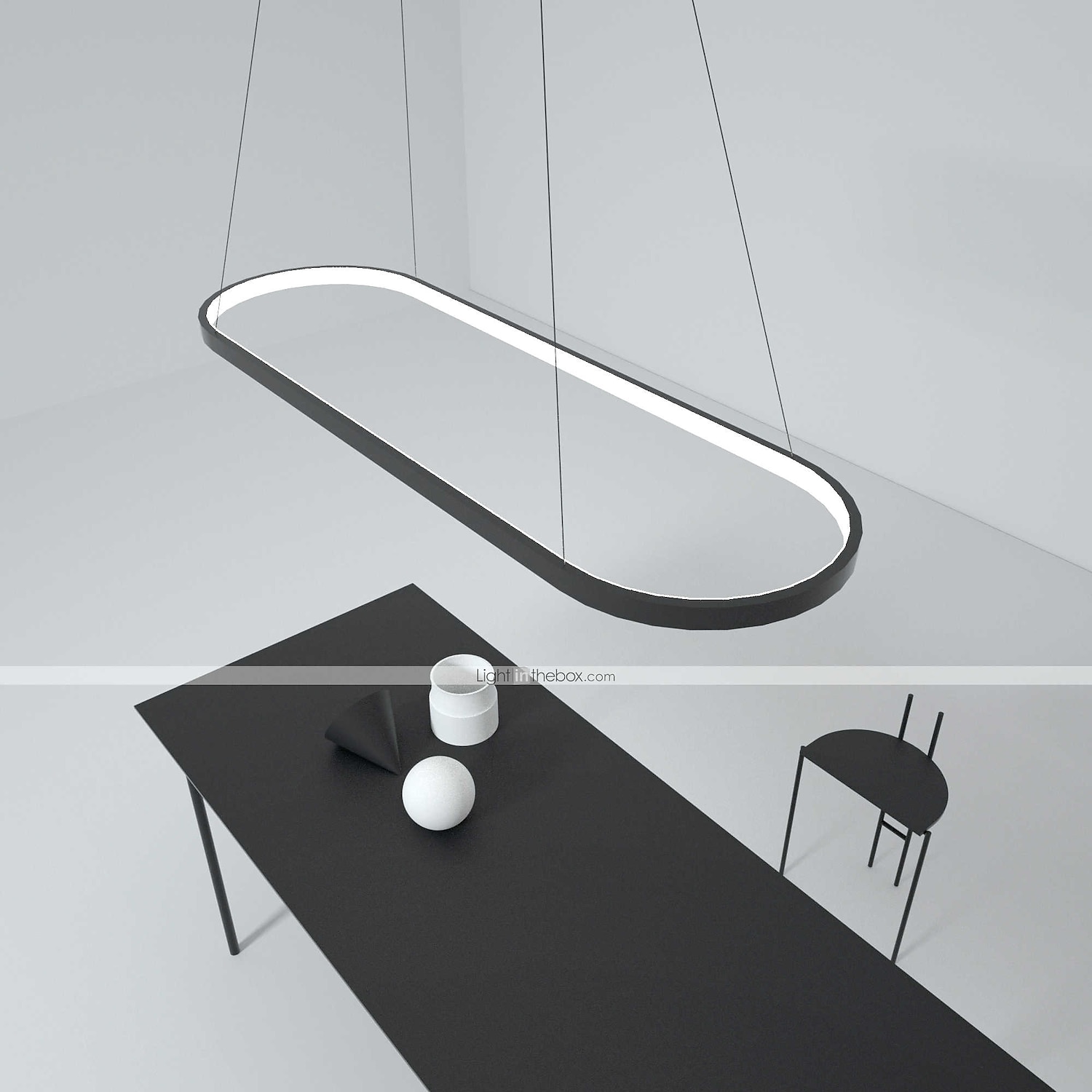 Lampada a sospensione a led 1 luce 70c/90m 40w design ovale rettangolo alluminio finiture verniciate nere lampada moderna per sala da pranzo ristorante bar 110-240v solo dimmerabile con telecomando del 2025 a $140.99 –P16