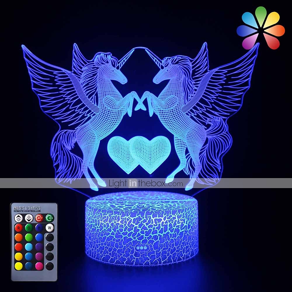 Unicorn 3D Night Light for Kids Illusion Lamp Kids 16 Colors Changing Lamp Smart Touch Remote Control Party Supplies as Birthday Xmas Gift Idea for Girls Boys 2025 - $18.99 –P2