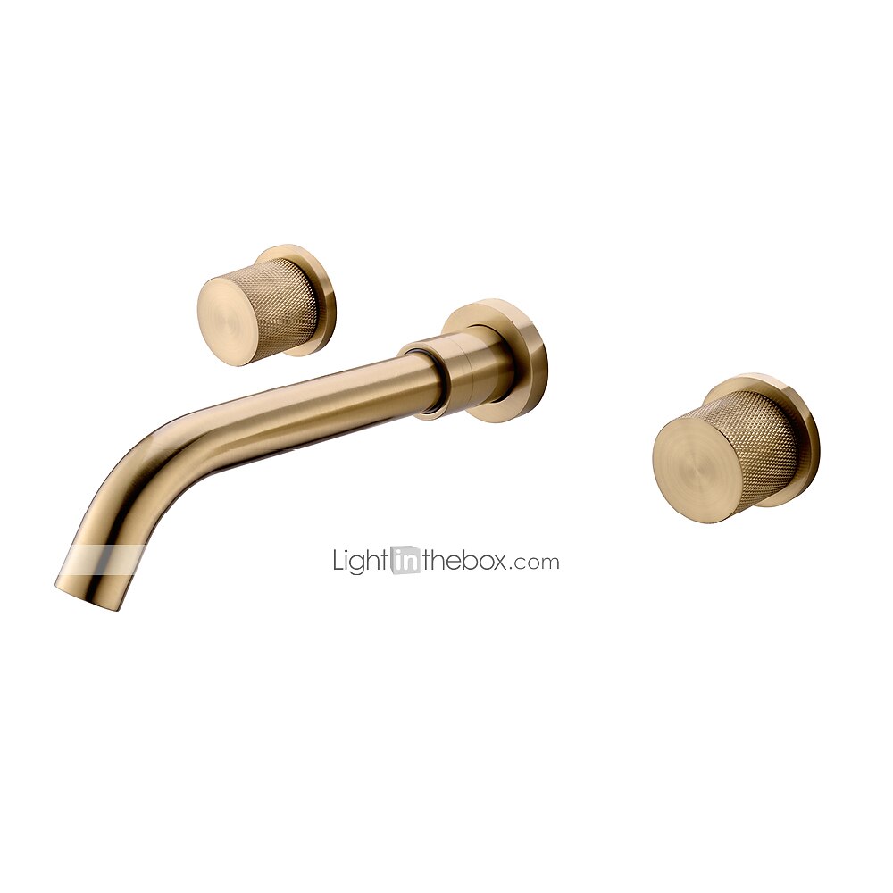 Bathroom Sink Faucet,Wall Mounted Brass Luxury Brushed Gold Finish Widespread Washroom Faucet Two Handles Three Holes Basin Sink Mixer Tap with Hot and Cold Switch 2025 - $194.99 –P2
