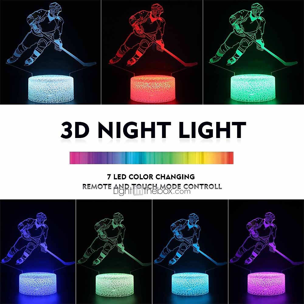 3D Ice Hockey Player Night Light USB Touch Switch Decor Table Desk Optical Illusion Lamps 16 Colors Changing Lights LED Table Lamp Xmas Home Love Brithday Children Kids Decor Toy Gift 2025 - $38.99 –P2