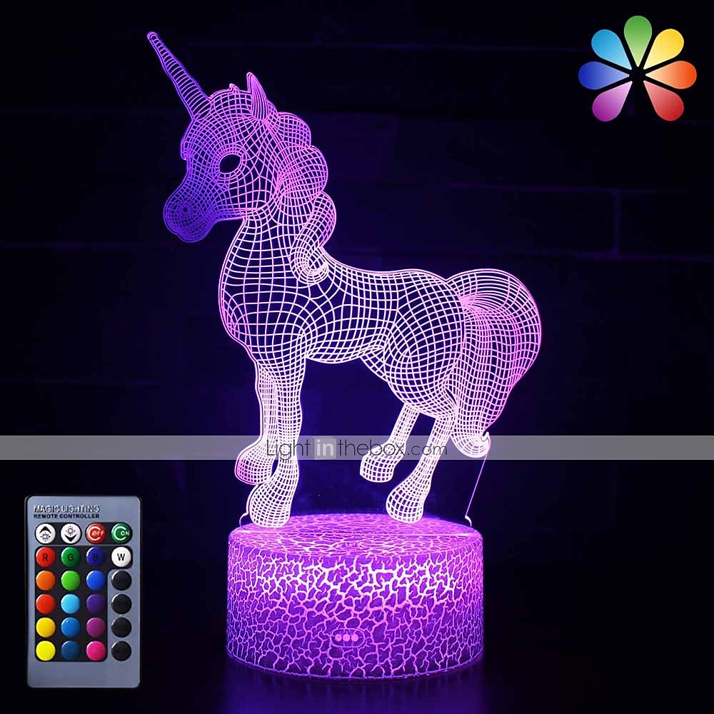 Unicorn 3D Night Light for Kids Illusion Lamp Kids 16 Colors Changing Lamp Smart Touch Remote Control Party Supplies as Birthday Xmas Gift Idea for Girls Boys 2025 - $18.99 –P3