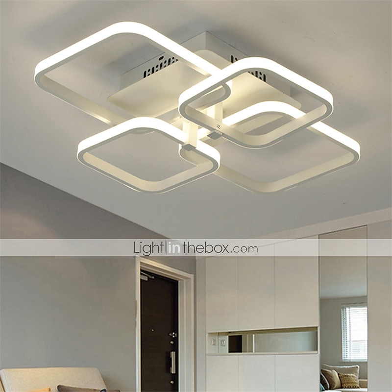 Plafoniere design a 4 luci 58 cm forme quadrate led alluminio gel di silice plafoniera moderna camera dei bambini in stile nordico luci camera da letto 110-120 v 220-240 v del 2025 a $197.99 –P6