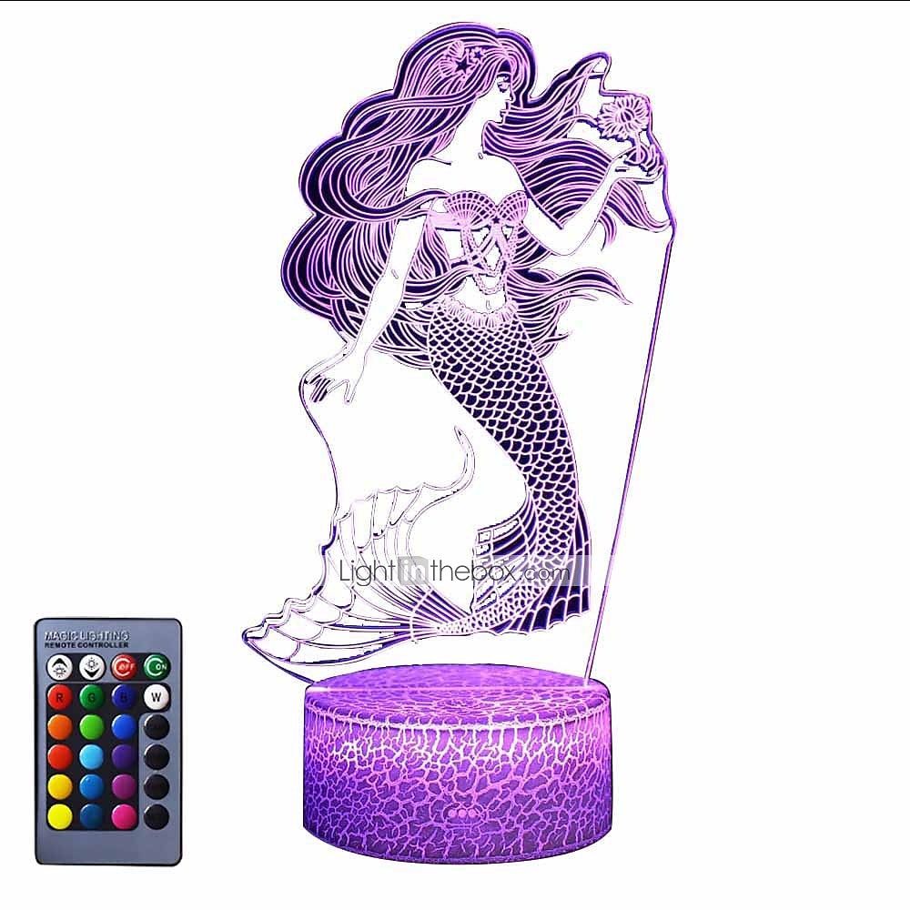 Mermaid 3d Illusion Lamp, Mermaid Gifts For Girls, 3d Night Light