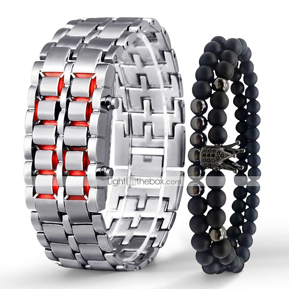 Relojes para hombres Reloj lava hierro samurái de metal con pulsera Reloj lava Reloj digital LED Regalos para hombres jóvenes Reloj creativo 2025 - $16.99 –P4