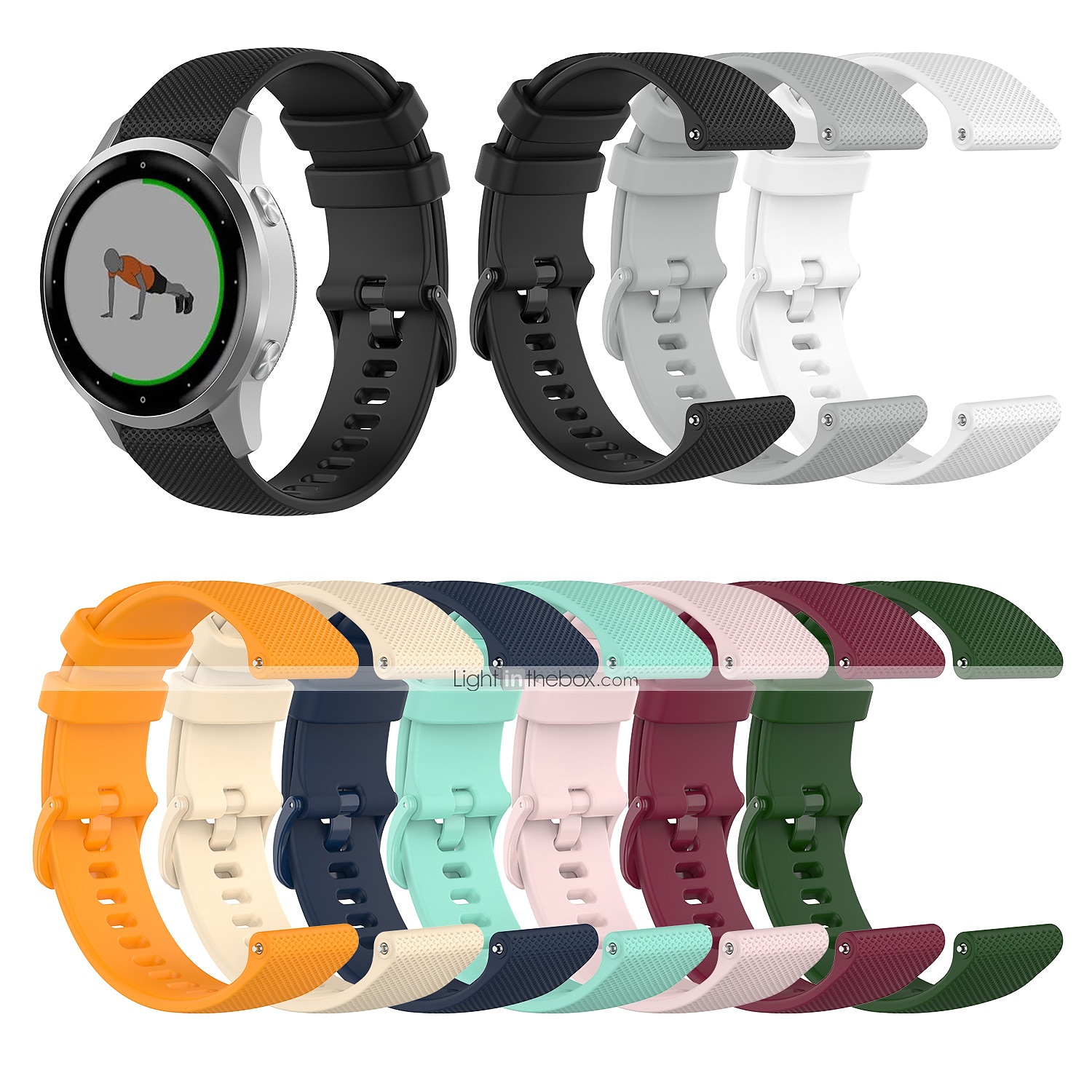 Bracelet silicone sport 18mm 20mm 22mm pour Garmin Forerunner 265S 265 Venu 3S 3 Active 5 Vivoactive 4S 4 Vivomove Sport Luxe HR Approach S42 S40 S12 de 2025 ? $9.99 –P3