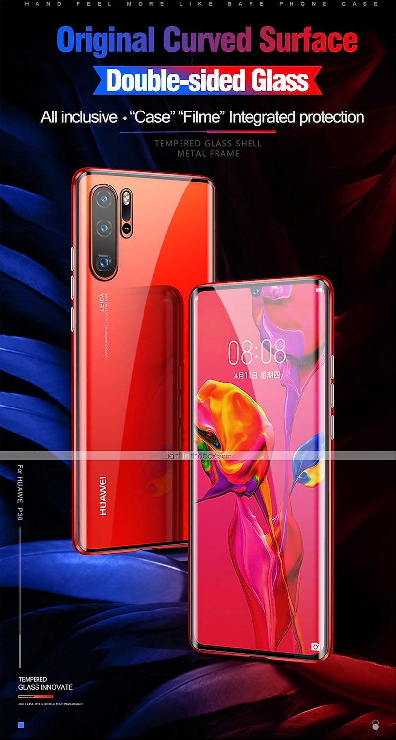 телефон Кейс для Назначение Huawei P40 Pro P30 Pro P20 Pro Huawei Mate 20 pro Магнитный адсорбционный футляр Двусторонний Изогнутый экран Сопротивление падению с четырех углов Прозрачный Однотонный 2025 - $18.99 –P2