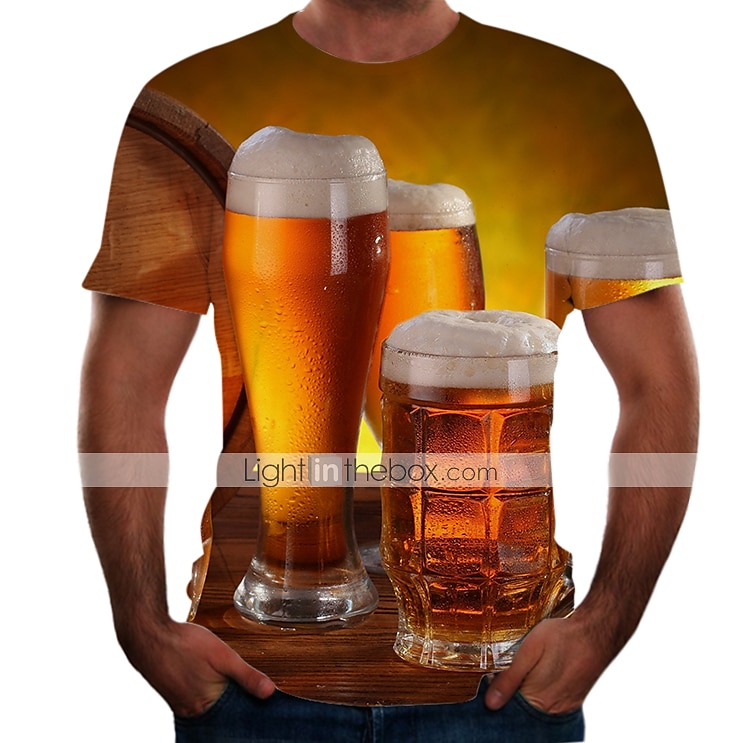 Hombre Bloque de color 3D Cerveza Camisa Camiseta Manga Corta Camiseta Escote Redondo Camisa Básico Noche Fin de semana Amarillo Verde Oscuro Verde Trébol Ropa Talla Grande S M L XL 2XL 3XL 4XL 2025 - $17.99 –P1
