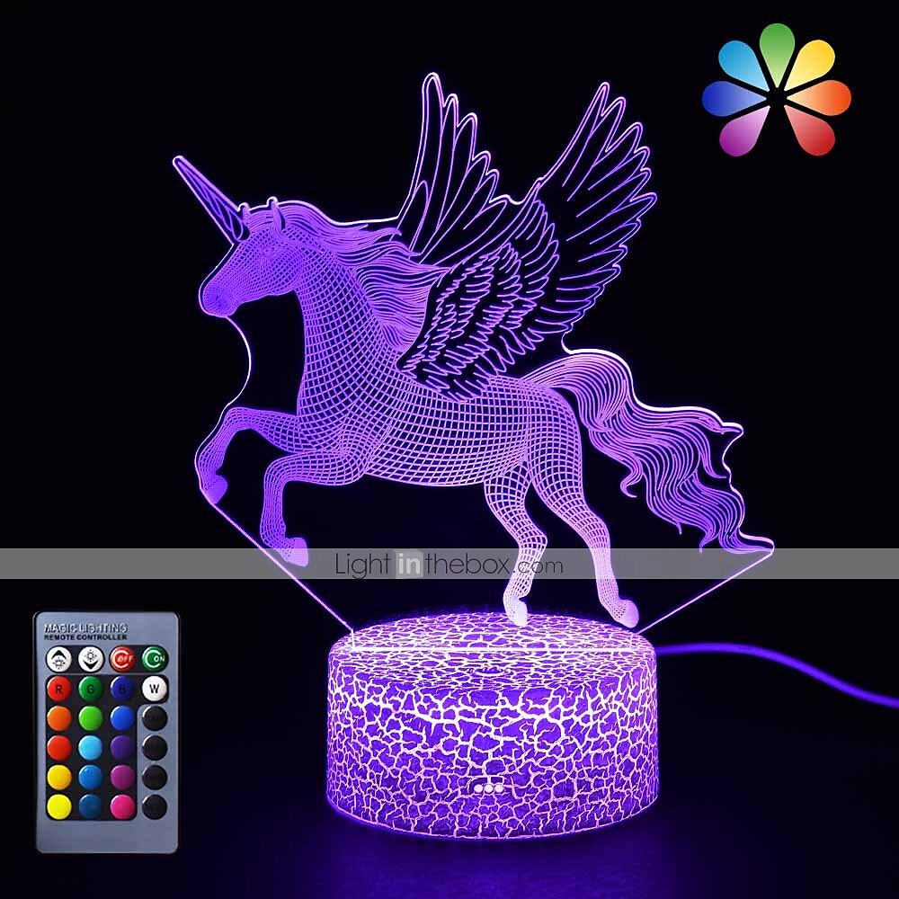 Unicorn 3D Night Light for Kids Illusion Lamp Kids 16 Colors Changing Lamp Smart Touch Remote Control Party Supplies as Birthday Xmas Gift Idea for Girls Boys 2025 - $18.99 –P4