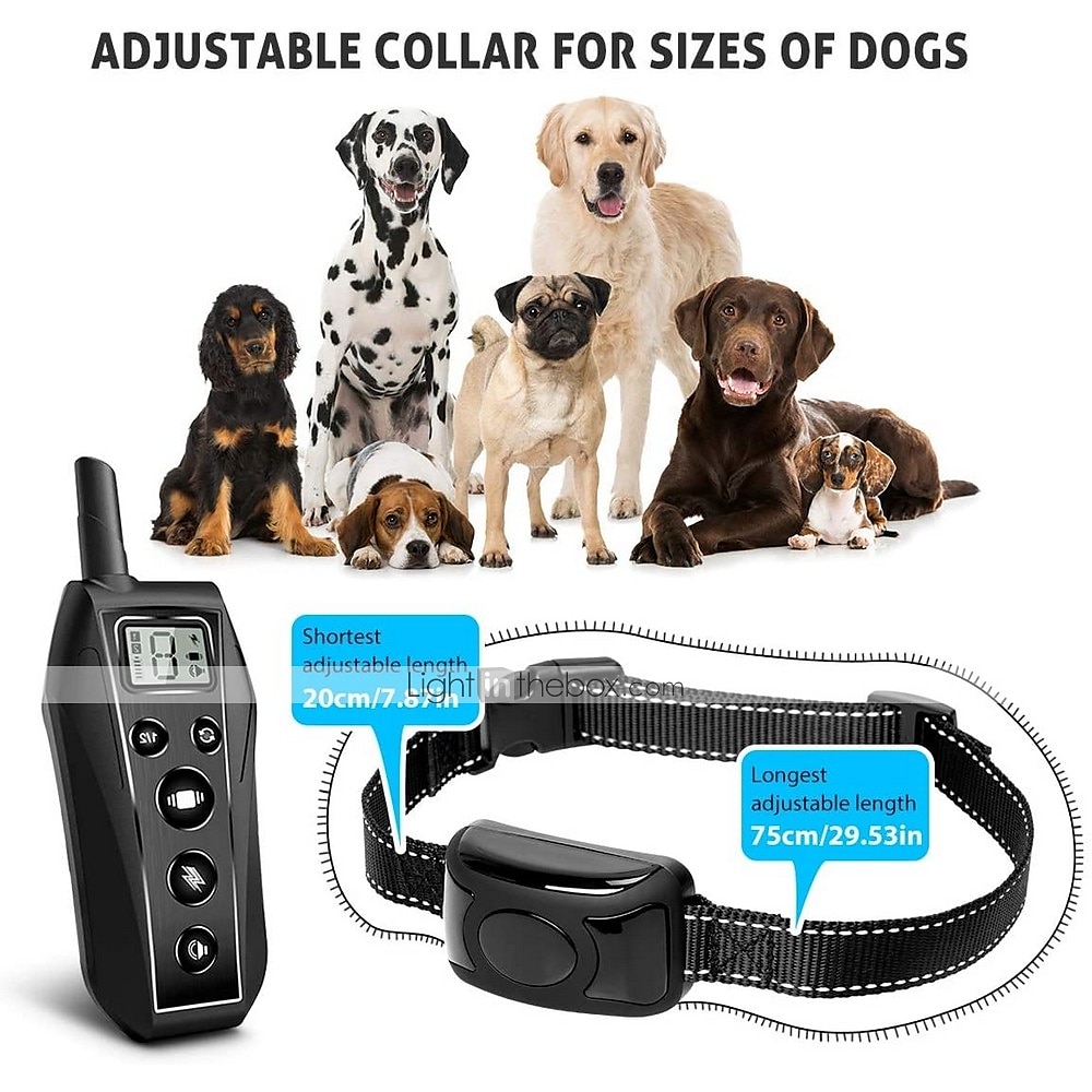 2025年 ipx7防水充電式リモートペット犬トレーニングカラーLED 3モードビープ振動ショックペット行動トレーニング2匹の犬  コレクション – $95.99 –P7
