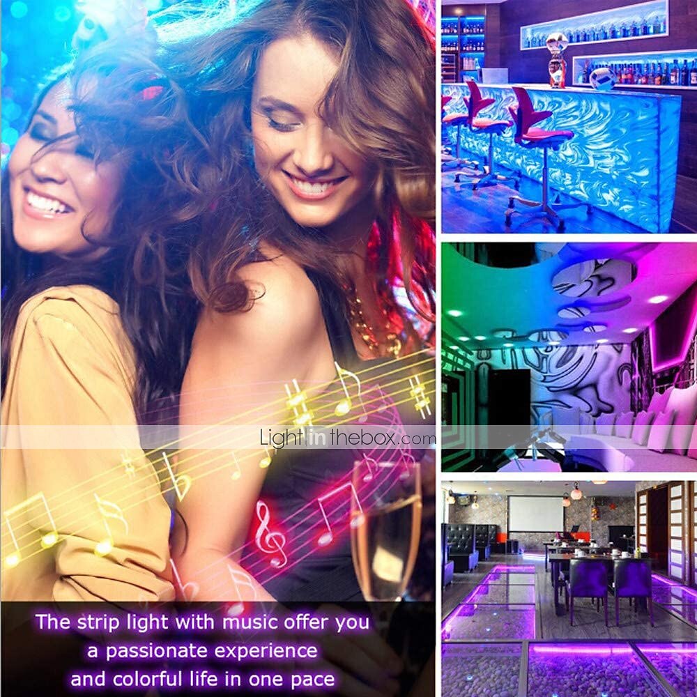 2025年 zdm 65ft 4x 5メートル音楽同期ハッピーマルチカラーライトストリップ2835 rgb ledフレキシブルライトストリップ20キーirコントローラーオプションアダプターキットdc12v コレクション – $38.99 –P8