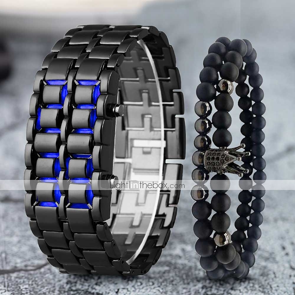 Relojes para hombres Reloj lava hierro samurái de metal con pulsera Reloj lava Reloj digital LED Regalos para hombres jóvenes Reloj creativo 2025 - $16.99 –P7