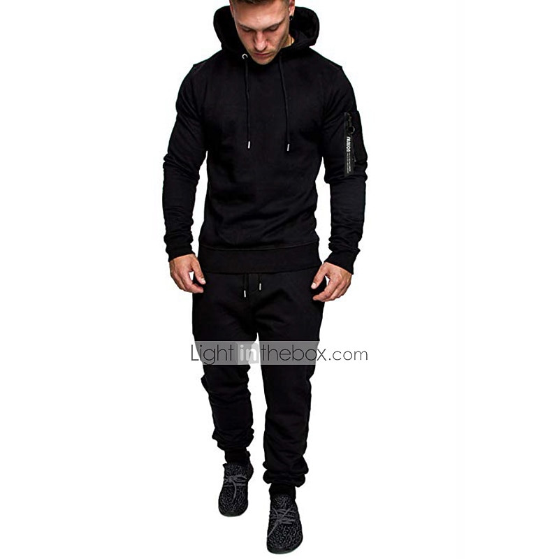 Bărbați Trening Costum de baie Cordon 2 bucăți Mată Set de ținute Costume Vară Primăvară Toamnă Gri Închis Negru Bumbac Gimnastică antrenament Instruire activă Jogging Termic cald Απαλό Confortabil 2026 - $35.99 –P1