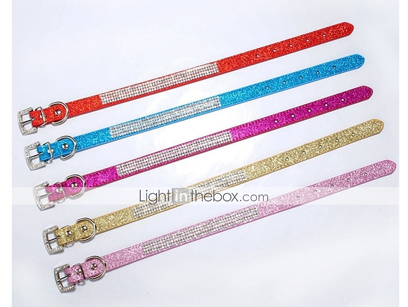 collare per cani regolabile / retrattile con strass in pelle pu viola rosso blu rosa nero per cane da ragazza del 2025 a $16.99 –P9