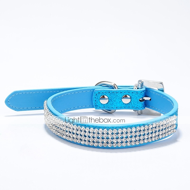 collare per cani regolabile / retrattile con strass in pelle pu viola rosso blu rosa nero per cane da ragazza del 2025 a $16.99 –P3