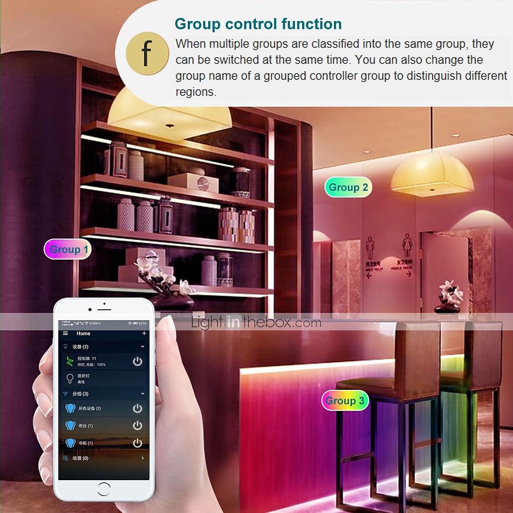 شريط إضاءة LED ذكي يعمل بالواي فاي مقاس 15 مترًا وبسعة 49 قدمًا يعمل مع إضاءة خلفية تلفزيون أليكسا جوجل ومزامنة الموسيقى 2835 RGB SMD IR 24 مفتاح تحكم مع مجموعة محول 12 فولت 3A 2025 - $43.99 –P11